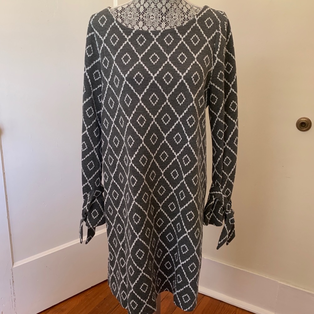 LOFT Diamond Tie Cuff Shirt Dress